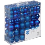 Relaxdays Weihnachtskugeln im 150er Set, glitzernde, Matte & glänzende Christbaumkugeln, Kunststoff, ∅ 3, 4 & 6 cm, blau