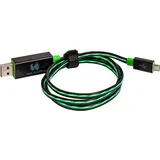 Realpower USB 2.0 USB-A Stecker, USB-Micro-B Stecker 0.75 m Grün mit LED 187656
