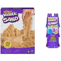 Kinetic Sand - original magischer Schweden, naturbraun, 2,5 kg - bekannt aus Kindergärten & Schimmer Sand 3er Pack 340 g - 3 Farben Glitzersand aus Schweden für Indoor Sandspiel