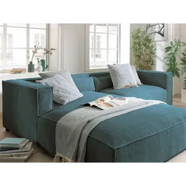 best mobilier Ela Ecksofa links, – aus cordsamt – zeitgenössischer Stil Entenblau