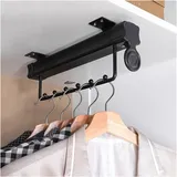 Kleiderstange Ausziehbar Verstellbar Kleiderbügelhalter 255-457mm, Kleiderschrank Garderobenstange, Kleidung Organizer Für Hosen Und Mäntel Im Kleiderschrank (Color : Black, Size : 255mm)