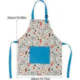 Kinderschürze, Kinderküchenschürze, Kindermalschürze, Kinderbastelschürze, Küchenschürze Aus 100 % Baumwolle Mit Tasche, Größenverstellbare Schürze, Zum Malen, Basteln Und Kochen.