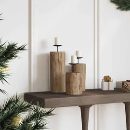 vidaXL Windlicht 3 pcs Holz Braun