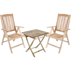 3-Teilige Sitz Tisch Gruppe Garten Veranda TEAK unbehandelt Terrasse Balkon