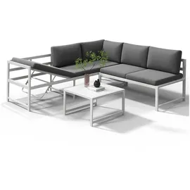 MuCoLa Sitzgruppe Aluminium Lounge Ecksofa mit Liegefunktion wetterfest Tisch Outdoor-Möbel