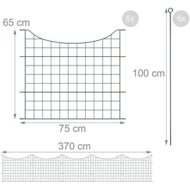 Relaxdays Teichzaun, Unterbogen, mit 5 Elementen dunkelgrün