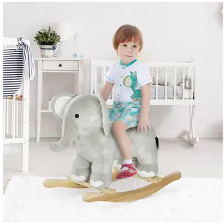 aiyaplay Schaukeltier Schaukelelefant mit Soundfunktion Griffen, für 2-4 Jahre Kinder, Grau