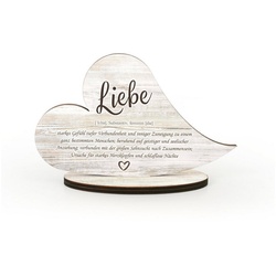 Kreative Feder Dekoobjekt Herz-Aufsteller „Liebe“ – freistehende Holz-Deko, tischdeko wohndeko liebe hochzeit ehe valentinstag weiß