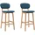 vidaXL Barhocker 2 Stk. Blau Stoff
