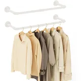 Yawinhe Kleiderstangen für die Wand, 80cm industrieller Rohr-Kleiderständer zur Wandmontage, Platzsparenders Wandregal Küchenregal, für Geschäft, Wohnen, Cremefarbe, 2-Pack, YMG002AW-2