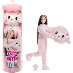 Barbie Cutie Reveal Puppe und Zubehör, Lamm der Cuddly-Reihe mit 10 Überraschungen