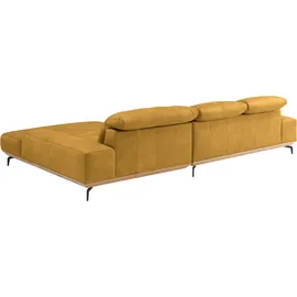 Musterring Wohnlandschaft MUSTERRING "MR 2490 Ecksofa mit erstklassigem Sitzkomfort, Long-Life-Leder", gelb (kurkuma, s), B:342cm T:207cm, Sofas, Wohnlandschaft, Fuß Schwarz, Sitzhöhe 46cm, wahlweise mit Funktionen, Maße 342x207 cm