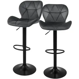 ML-Design Barhocker 2er Set aus Samt Grau Gepolsterter Barstuhl mit Rückenlehne und Fußstütze,