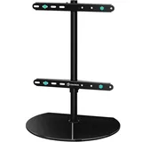 ONKRON TV Standfuss schwenkbar für 32-65 Zoll Bildschirm bis zu 35 kg - Universal Standfuss TV Ständer höhenverstellbar max 400x400 VESA Standfuß Fernseher Ständer aus Glas Schwarz PT2-B