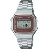 Casio Collection A168WA-1W, Wasserfest - Silber/Dunkelrot