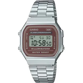 Casio Collection A168WA-1W, Wasserfest - Silber/Dunkelrot