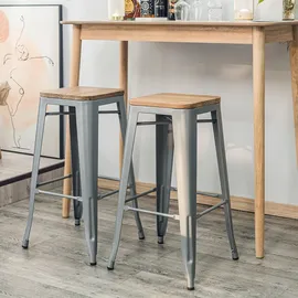 Möbel Kraft Barhocker 4er-Set 43 x 75 cm Grau