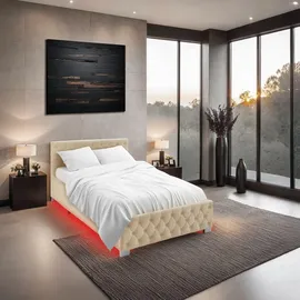 Tectake tectake® Polsterbett in Samtoptik mit Steppmuster großer Stauraum