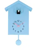 Eawfgtuw Dekorative Kuckucksuhr, Wandkunst mit Vogel, zeitgenössische ABS-Pendeluhr für Zuhause, Büro, Wohnzimmer, Küche, Dekoration (blau)