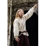 Leonardo Carbone Wikinger-Kostüm Stehkragen-Schnürhemd mit Ärmelschnürung - Natur L weiß L | L