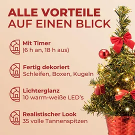 CASARIA Tannenbaum Weihnachten Rot 36cm Timer