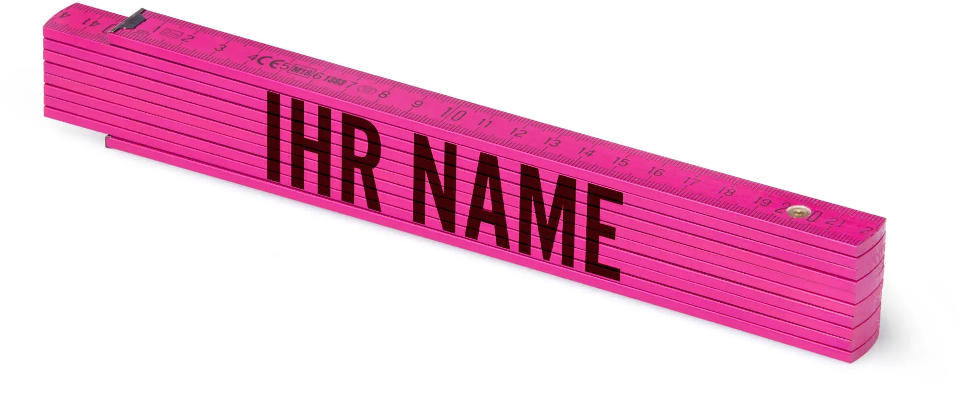 Personalisierter Farbiger Zollstock | Metrie 2m Block 52 | mit Namen Farbvarianten von Zollstöcken: Pink - Pantone Rhodamine Red C