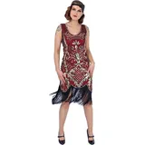 Ro Rox Elizabeth 20er Jahre Kostüm Damen Retro Great Gatsby Flapperkleid Charleston 1920er Faschingskostüme, Rot, M - M
