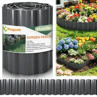 Nuyoah Rasenkante Kunststoff 20cm x 9m Beeteinfassung Flexible Beetumrandung Kunststoff Beetbegrenzung Rasenkanten Grau Blumenbeet Umrandung Gewellte DIY Garden Lawn Edging Plastic
