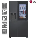 LG GSGV80EPLD 635L InstaView.TM Side by Side (Essence Matte Black), Energieklasse D, Eis-Wasserspender, Festwasser, Smart DiagnosisTM med Wi-Fi