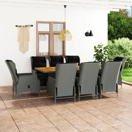 vidaXL Polyrattan Garten-Essgruppe 9-tlg. hellgrau inkl. Auflagen 3060143