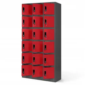 Jan Nowak Garderobenschrank Metall 90x185x40 cm Rot 18 Fächer abschließbar