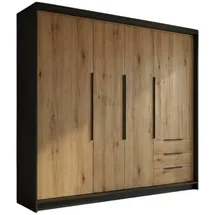 A&J MöbelLand Drehtürenschrank KLARI 200 x 215 x 59,5 cm Schwarz