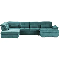 Wohnlandschaft mit Funktion  Perry ¦ türkis/petrol ¦ Maße (cm): B: 374 H: 100 T: 195.0