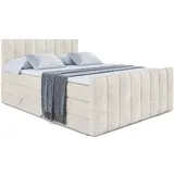 altdecor Boxspringbett mit Matratze und Topper, Fußteil,Polsterbett mit, H3- und H4- Matratzen, Bettk... - Creme, Holzwerkstoff, Höhe ca. 20 cm, 180x200 cm, Schlafzimmer, Betten, Boxspringbetten