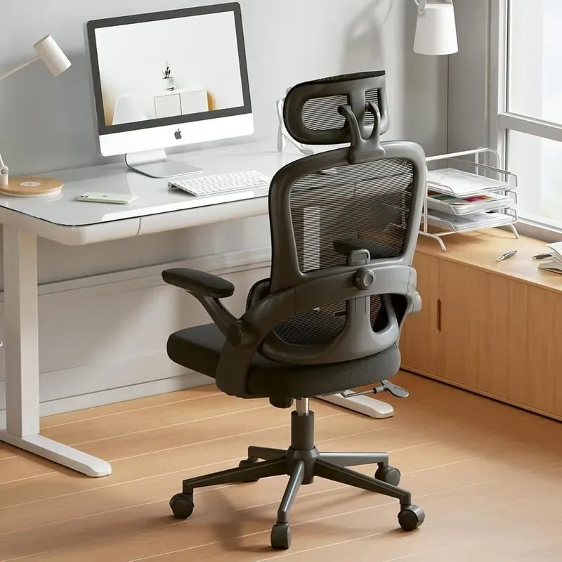 SIHOO M102C Ergonomischer Mesh-Bürostuhl, Schreibtischstuhl mit hoher Rückenlehne und 3D-Armlehnen, Höhenverstellbare Lendenwirbelstütze, Drehbarer Computer-Arbeitsstuhl, Schwarz