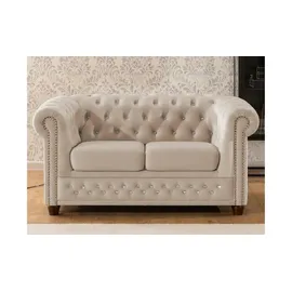 S-Style Chesterfield Polstergarnitur 2+1 Cleo Blink ¦ beige ¦ Maße (cm): B: 148 H: 72