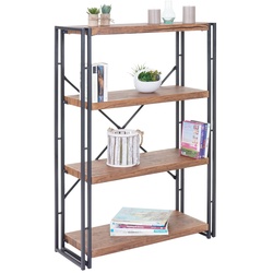 Bücherregal MCW-A27, Standregal Wohnregal, 121x80cm 3D-Struktur 4 Ebenen, Wildeiche-Optik