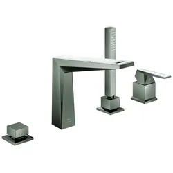 4-Loch-Einhand-Wannenkombination Allure Brilliant Private Collection 29525, Griff mit White Attica Ceasarstone, chrom