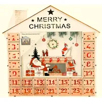 Adventskalender LED-Beleuchtung Holz-Weihnachtskalender Kamin Rentierschlitten