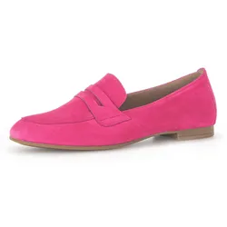 Loafer GABOR, Damen, Gr. 35, pink, Ziegenveloursleder, klassisch, Schuhe, Slipper, Business Schuh mit Zierriegel und Blockabsatz