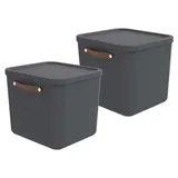 Rotho Maloja Aufbewahrungsbox 39,5 x 38,0 x 34,0 cm 2-tlg. schwarz