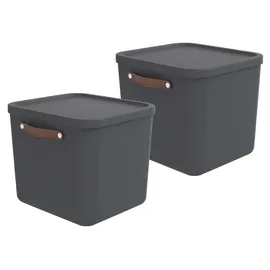 Rotho Maloja Aufbewahrungsbox 39,5 x 38,0 x 34,0 cm 2-tlg. schwarz