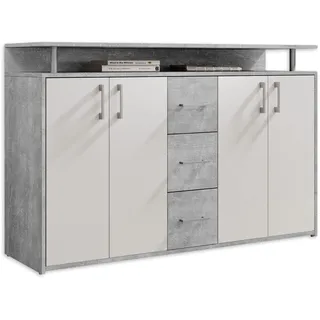 HBZ Sideboard 139 x 90 x 34 cm Grau / Weiß