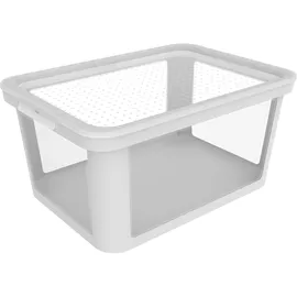 Rotho Albris Aufbewahrungsbox 45l mit Deckel, Kunststoff (PP recycelt), weiss/transparent, 45l (57.0 x 39.2 x 27.0 cm)