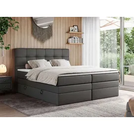 MKS Boxspringbett, ERNI KING 160/200 Dunkelgrau Kunstleder - H3