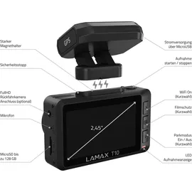 LAMAX T10 Dashcam mit GPS Blickwinkel horizontal max.=170 ° Datenanzeige im Video, G-Sensor, WDR, Schleifenaufzeichnung, Automatischer Start, GPS