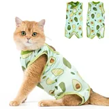 Avont Katzenbody nach OP Erholungsanzug Kleidung Modal Recovery Kastration Spay Entwöhnung Leckschutz Suit für Katze, Bauchwunden oder Hautkrankheiten -MX- Avocado