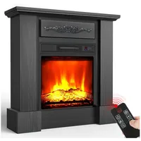 kehot Elektrokamin Elektrischer Kamin Standkamin mit 3D-Flammeneffekt, Heizung 2000W, 81 L* 77 H * 22 T cm, Fernbedienung, Timer, Thermostat, Barockstil schwarz