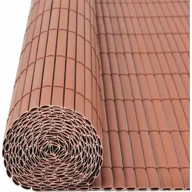 vidaXL PVC Doppelseitig Gartenzaun 90 x 300 cm braun