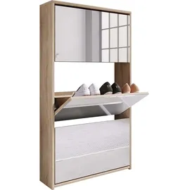 VCM Stido XL 100 x 80 x 35 cm Honigeiche/Weiß mit Spiegel